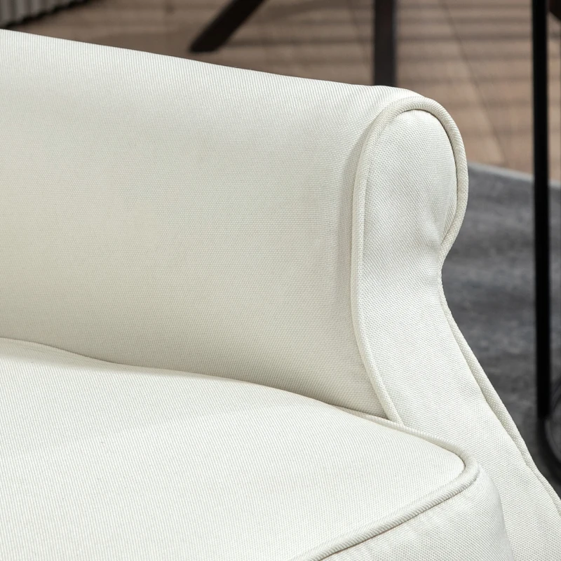 Wingback Reclining Chair with Footrest, Button Tufted Recliner Chair with Rolled Armrests