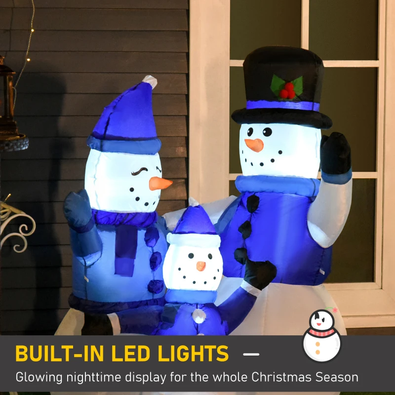  1.2M Tall Large LED Lighted Christmas Inflatable Snowmen Family Outdoor Indoor Holiday Decorations