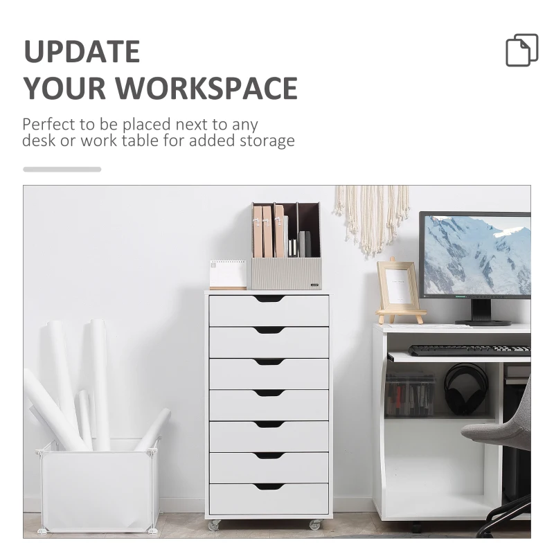 7-drawer Vertical File Cabinet for Home Office, Storage Cabinet with Wheels