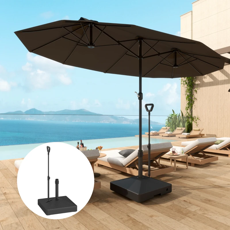 Patio Umbrella Base with Adjustable Wheels and Handle, Outdoor Patio Umbrella Stand, Filled Up to 121lbs with Stand, 99lbs with Water