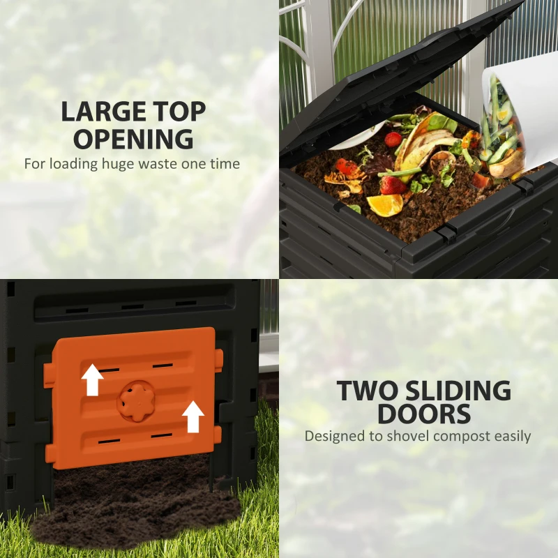Compost Bin, Garden Composter with 80 Vents and 2 Sliding Doors, 120 Gallon (450L)