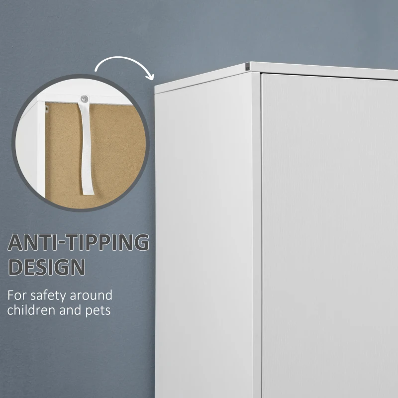 Modern Wardrobe Closet Armoire with 2 Drawers and Hanging Rod, Clothes Storage Organizer with Anti-tipping Design