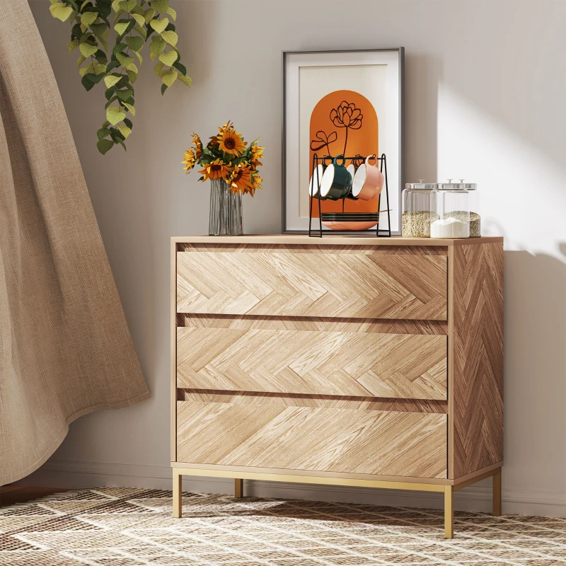 Bedroom Chest of Drawers with Anti-tipping Design, Storage Cabinet with 3 Drawers