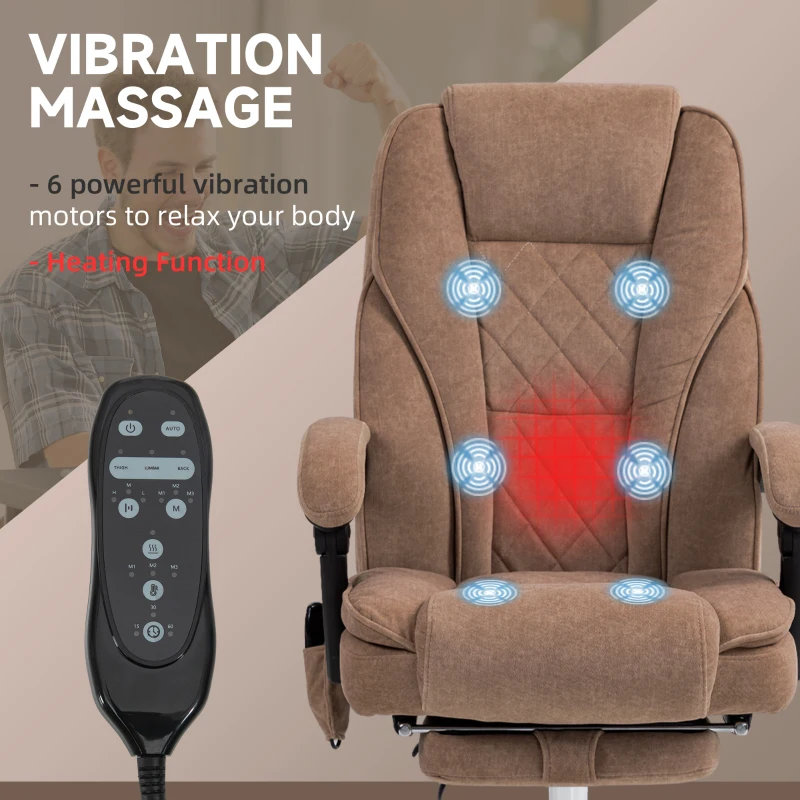 Massage Office Chair, Heated Reclining Computer Chair with Adjustable Height and Footrest