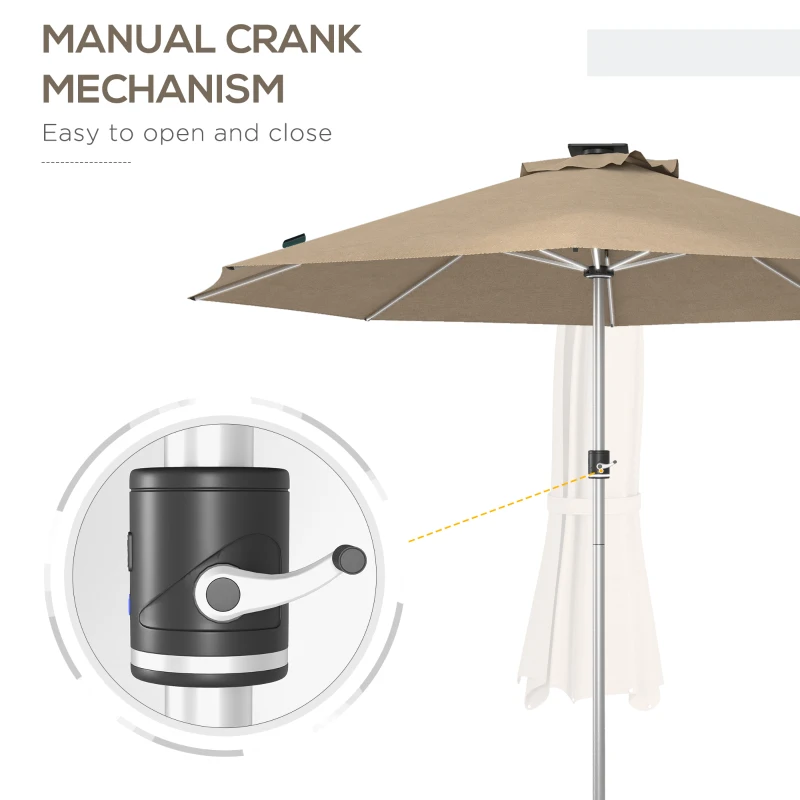 LED Patio Umbrella, Lighted Deck Umbrella with 4 Lighting Modes, Solar & USB Charging