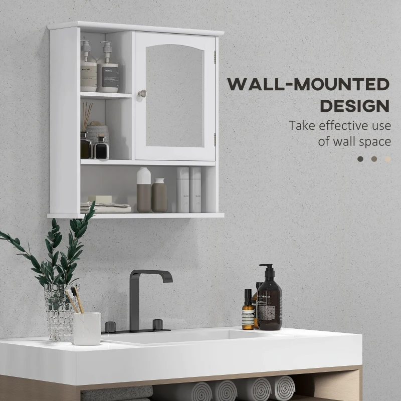 Wall-Mounted Medicine Cabinet, Bathroom Mirror Cabinet with Doors and Storage Shelves