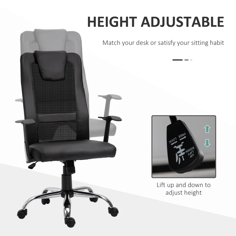  Ergonomic Office Chair with Thick Padded Headrest, Mesh Computer Desk Chair with Tilt Function, Armrest