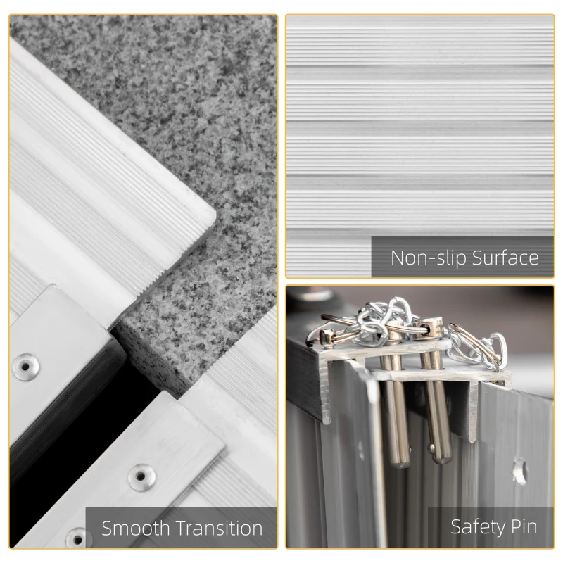 3ft Textured Aluminum Folding Wheelchair Ramp, Portable Threshold Ramp, for Scooter Steps Home Stairs Doorways