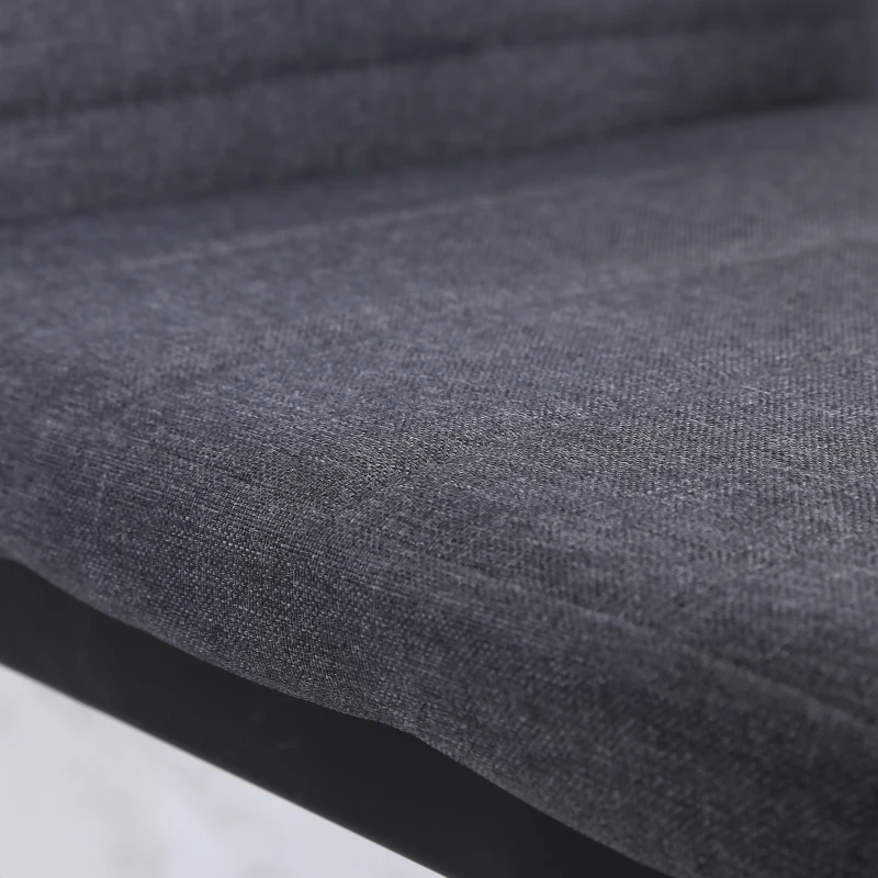 Modern Dining Chairs Set of 4, Upholstered Linen Fabric Kitchen Chairs with Channel Tufting and Metal Legs