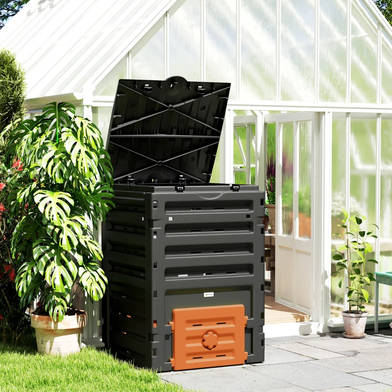Compost Bin, Garden Composter with 80 Vents and 2 Sliding Doors, 120 Gallon (450L)