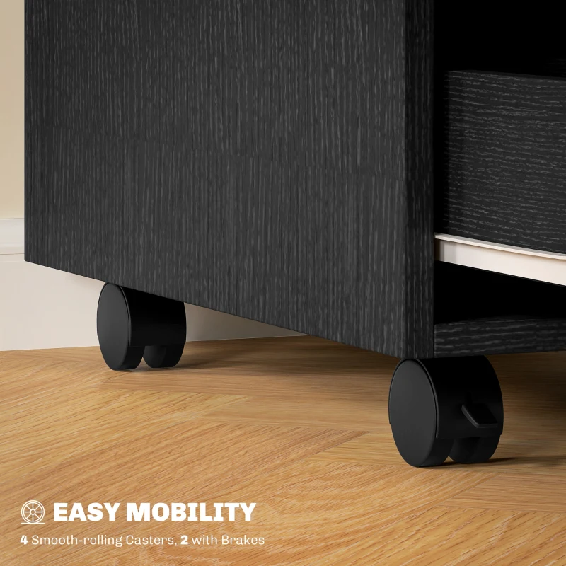 3 Drawer File Cabinet, Mobile Vertical Filing Cabinet with Wheels, Printer Stand with Storage