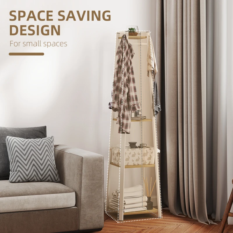  Clothes Rack with Storage, Garment Rack with 8 Hooks and 3-Tier Shelf