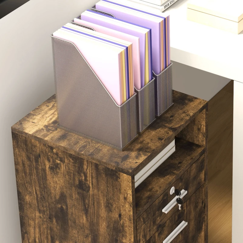 Small Filing Cabinet with 2 Drawers, Lockable Home Office Storage Cabinets on Wheels for A4, Letter Size