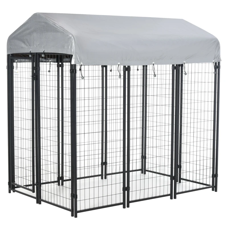 Outdoor Dog Kennel with Waterproof UV-Resistant Cover, 6 x 4 x 6 ft