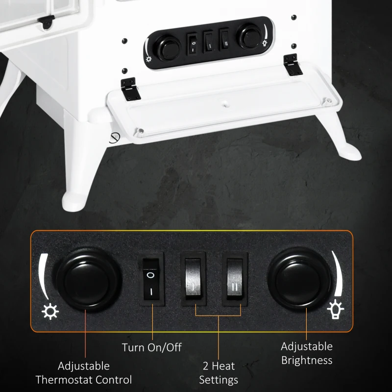 16" Free Standing Electric Fireplace Portable Adjustable Stove with Heater Wood Burning Flame