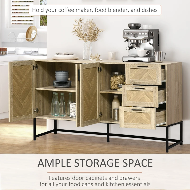  Buffet Cabinet, Coffee Bar Cabinet with Drawers and Adjustable Shelves