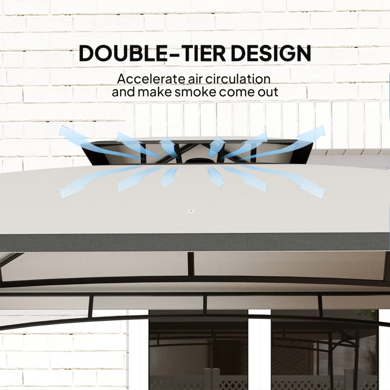 8' x 5' Outdoor Grill Gazebo, Double Tiered Barbecue Grill Gazebo Shelter with 2 Side Shelves and Hook