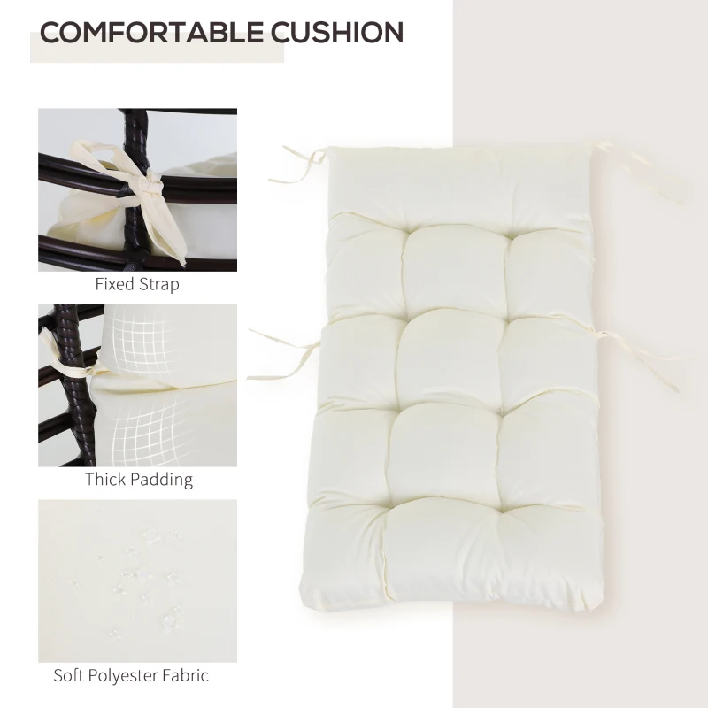 Wicker Egg Chair with Trapezoidal Cushion 352lbs Capacity Rattan Egg Chair for Backyard Garden Coffee Brown