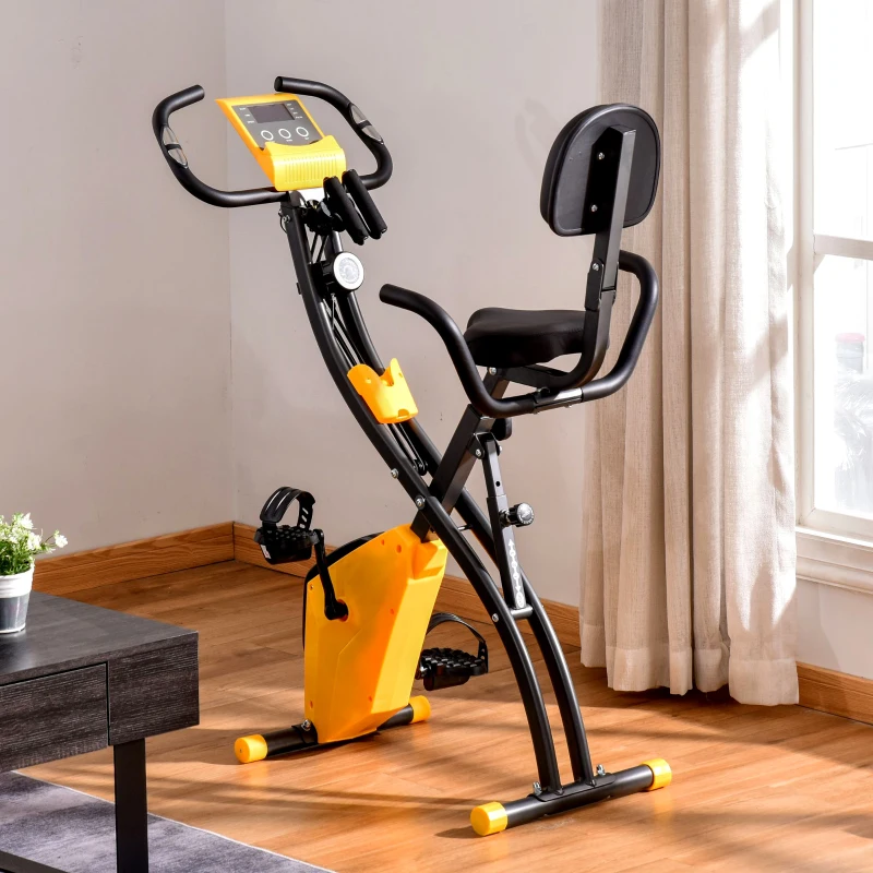 Soozier 3 in 1 Folding Exercise Bike, Foldable Stationary Bike with 8-Level Magnetic Resistance, Adjustable Seat