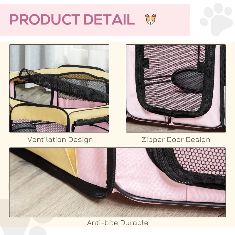 36-inch Large Exercise Puppy Pet Playpen Portable Dog Cat Pet Play Pen Pet Cage Tent Kennel Crate Pink Carry Bag Included