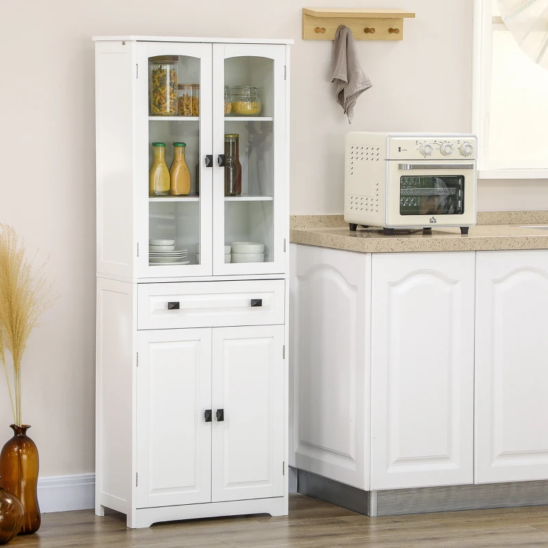 63" 4-Door Kitchen Pantry Cabinet, Freestanding Storage Cabinet Cupboard with Adjustable Shelves