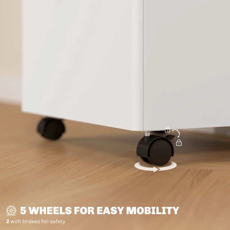 3-Drawer Small Filing Cabinet with Lock, Vertical Office Storage Cabinet with Wheels