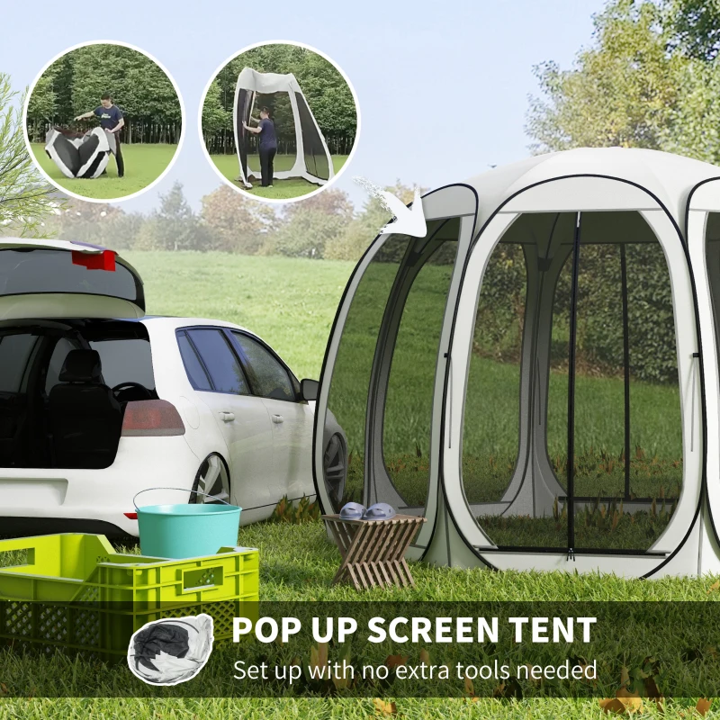 11' x 11.5' Screen Tent, Pop Up Camping Gazebo with Portable Carry Bag and 2 Doors