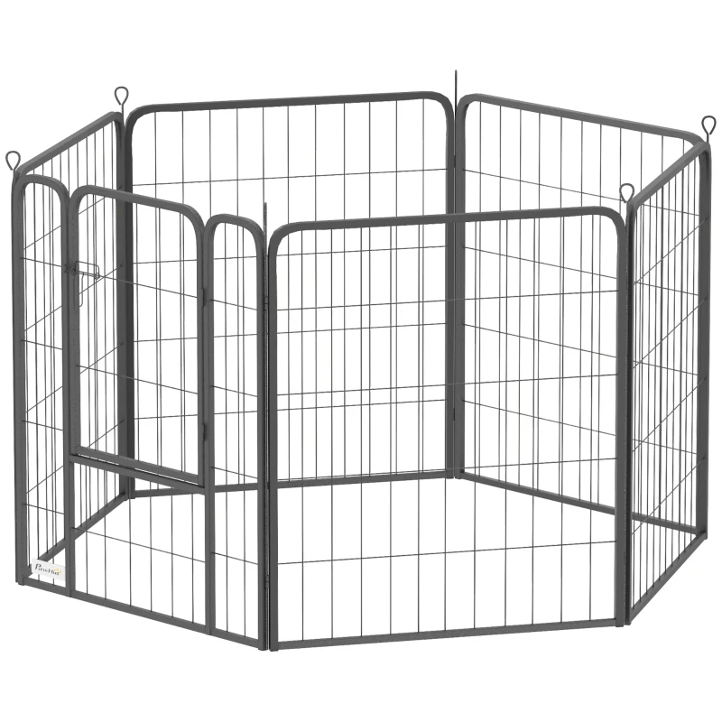 6 Panels Heavy Duty Dog Playpen Outdoor Indoor with Door & Strap, 31.5" Height Portable & Foldable