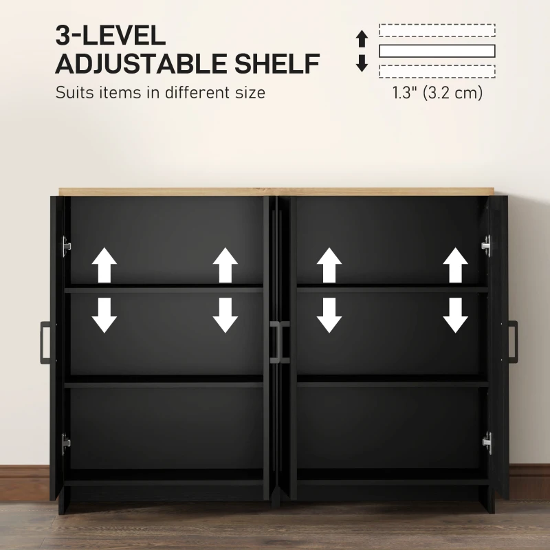 Modern Sideboard Buffet Cabinet, Modern Kitchen Storage Cabinet with 4 Doors Adjustable Shelves
