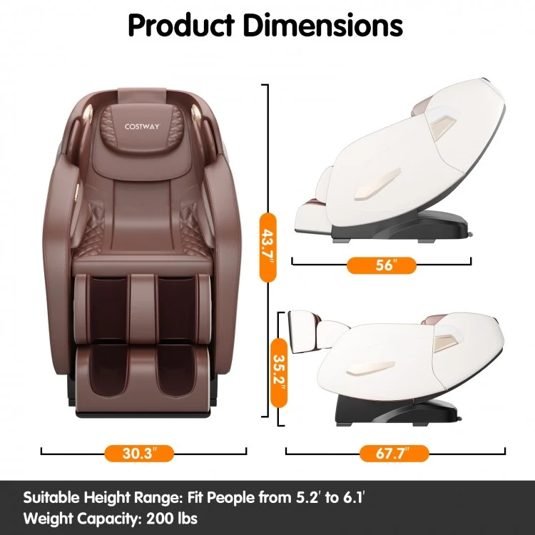 Full Body Zero Gravity Shiatsu Massage Chair with SL Track Heat