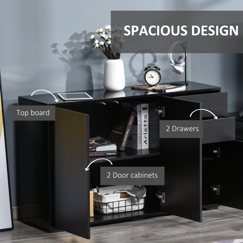 Storage Cabinet, Modern Coffee Bar with Push-Open Design and 2 Drawers