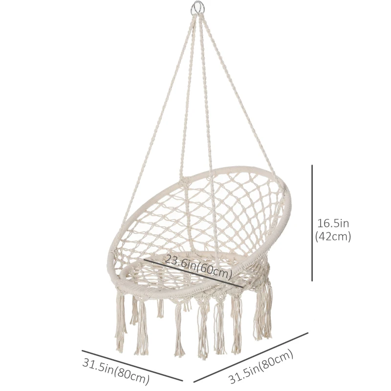 Patio Hammock Chair, Hanging Rope Hammock Swing for Indoor & Outdoor Use