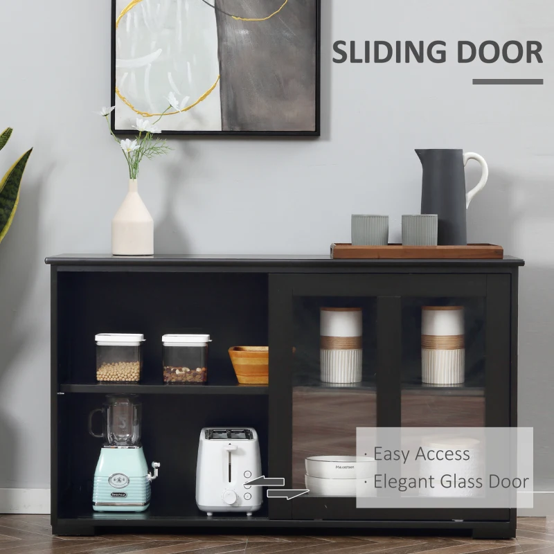 Modern Kitchen Sideboard, Stackable Storage Cabinet, Sliding Glass Door Console, Cupboard Serving Buffet