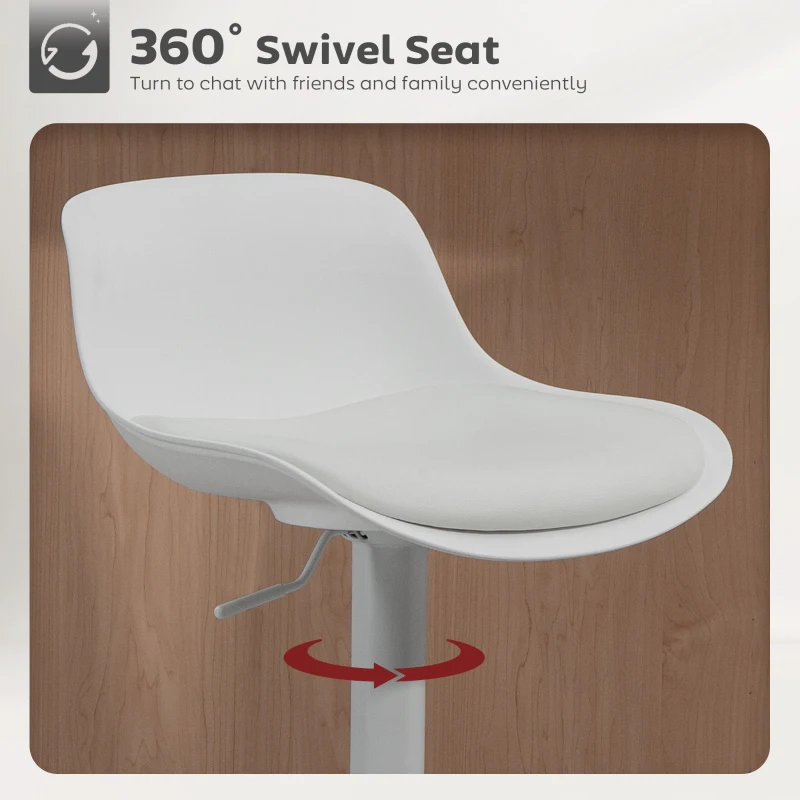 Counter Height Bar Stools Set of 2, Streamlined Bar Chairs with Adjustable Height and Swivel PU Leather Seat