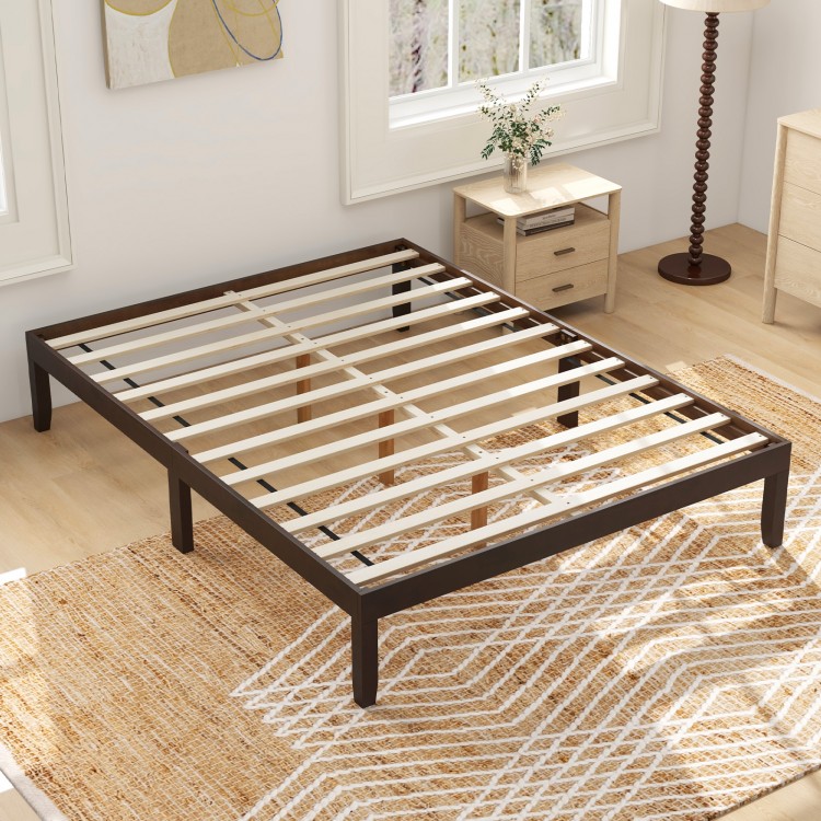 Queen/Full/Twin Wood Bed Frame with Wooden Slats Support and Rubber Wood Legs