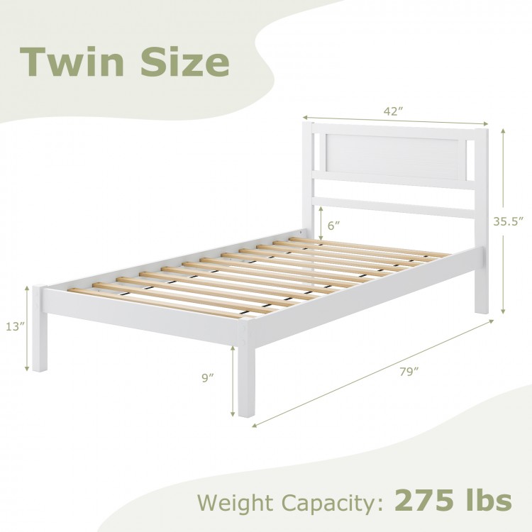Twin/Full/Queen Size Wood Bed Frame with Headboard and Wooden Slats Support