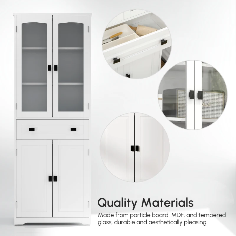 63" 4-Door Kitchen Pantry Cabinet, Freestanding Storage Cabinet Cupboard with Adjustable Shelves