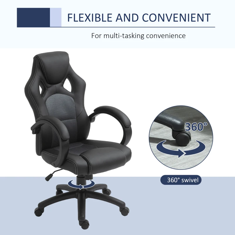Racing Gaming Chair Office Chair Computer Desk Gamer Chair with Swivel Wheels, Padded Headrest, Tilt Function