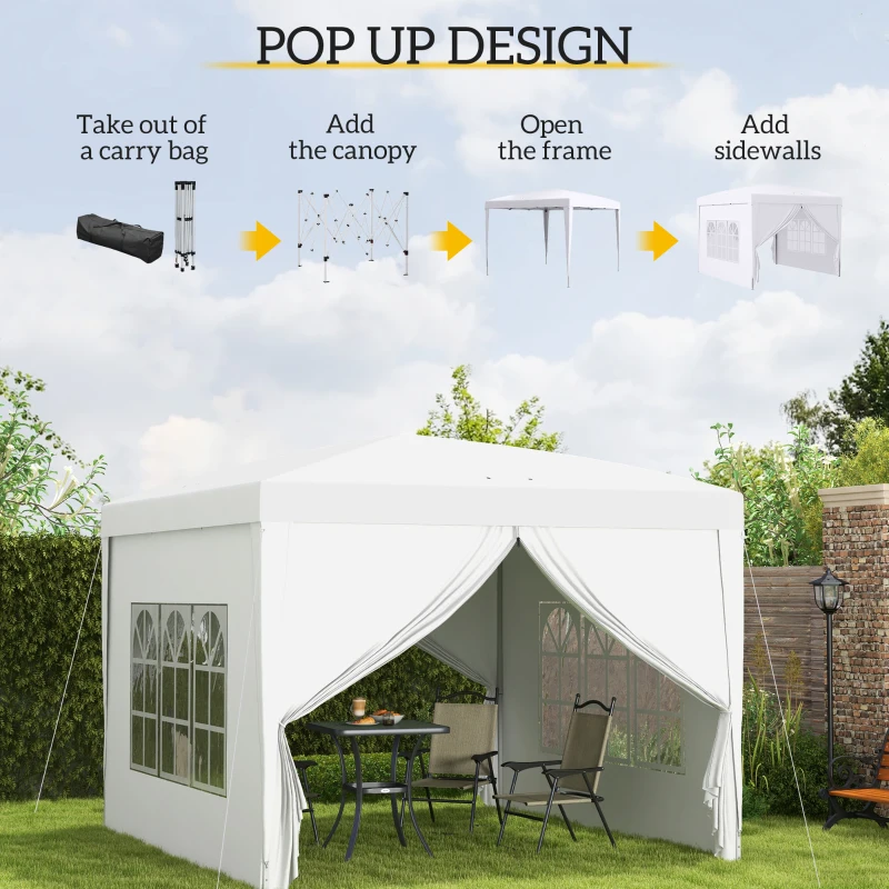 10'x10' Outdoor Pop Up Party Tent Wedding Gazebo Canopy with Carrying Bag