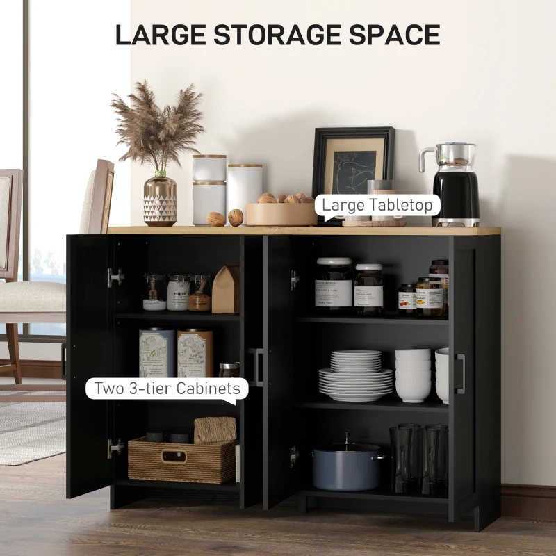 Modern Sideboard Buffet Cabinet, Modern Kitchen Storage Cabinet with 4 Doors Adjustable Shelves