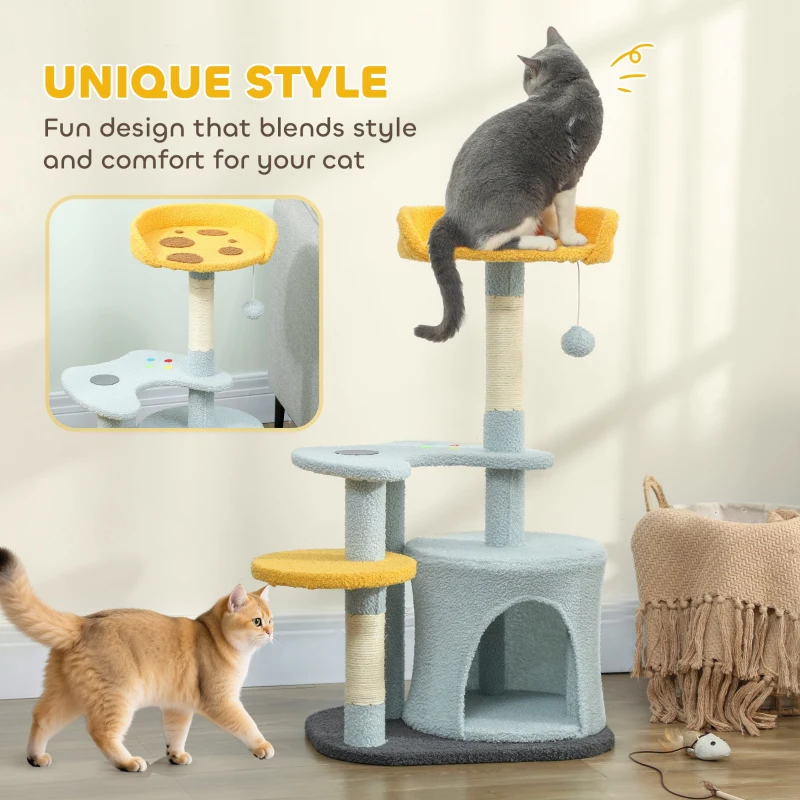 Cat Tree for Indoor Cats, 31.5 inch Cat Tower with Plush Perch, Platform, Condo, Scratching Post and Toy Ball