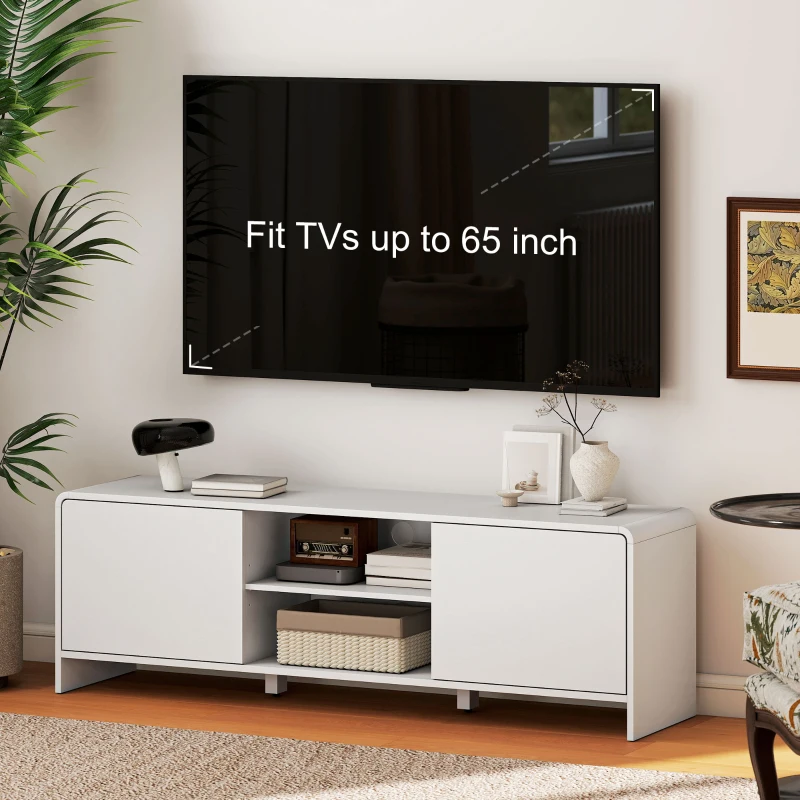 TV Stand for up to 65 Inch TV, Nordic Entertainment Center with 2 Cabinets and 2 Open Shelves