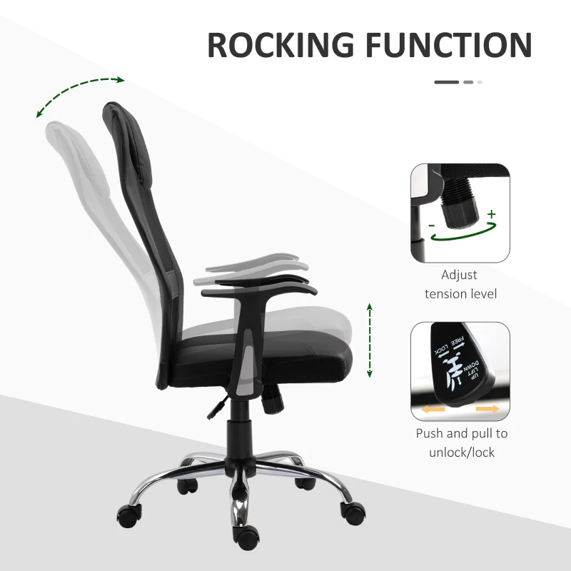  Ergonomic Office Chair with Thick Padded Headrest, Mesh Computer Desk Chair with Tilt Function, Armrest