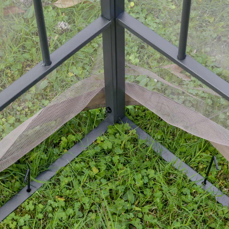 10' x 10' Steel Outdoor Patio Gazebo Canopy with Removable Mesh Curtains, Display Shelves, & Steel Frame