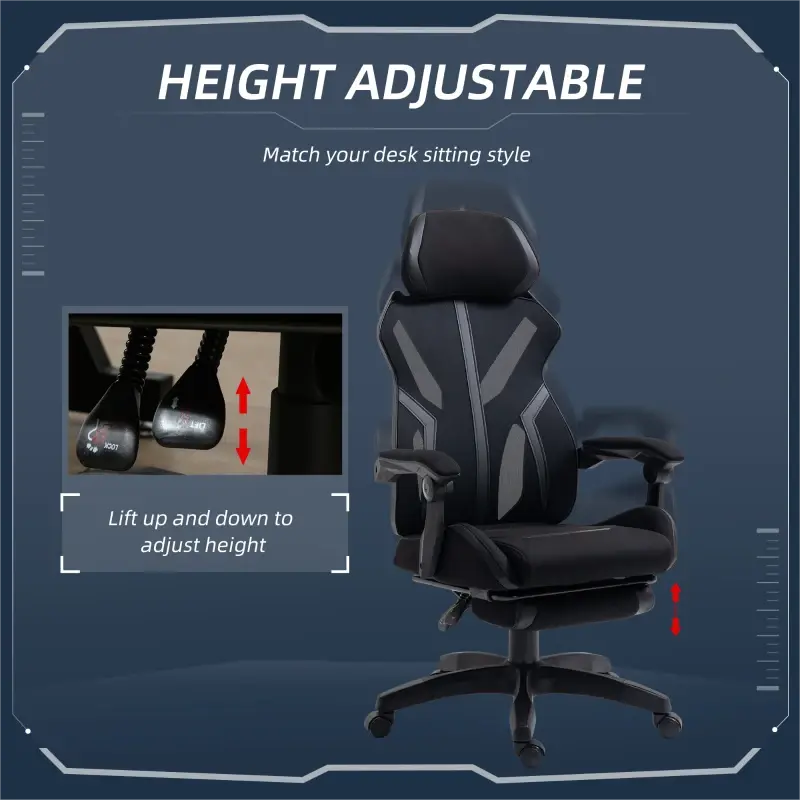 Ergonomic Computer Chair with Footrest, Headrest, Recliner Swivel Seat with Adjustable Height