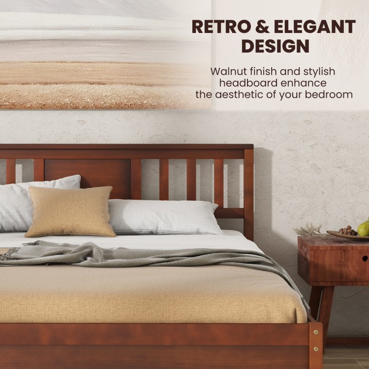 Full/Twin/Queen Wooden Platform Bed with Headboard and Wood Slat Support