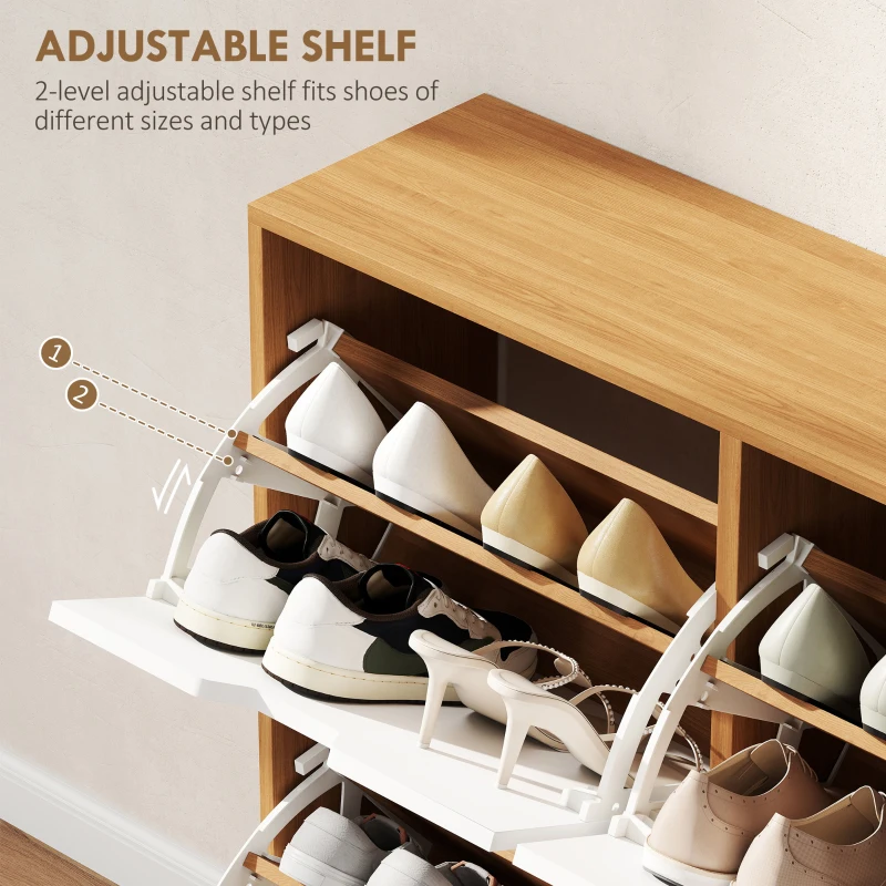 Shoe Storage Cabinet with 4 Flip Drawers and Adjustable Shelf for 8-16 Pairs of Shoes
