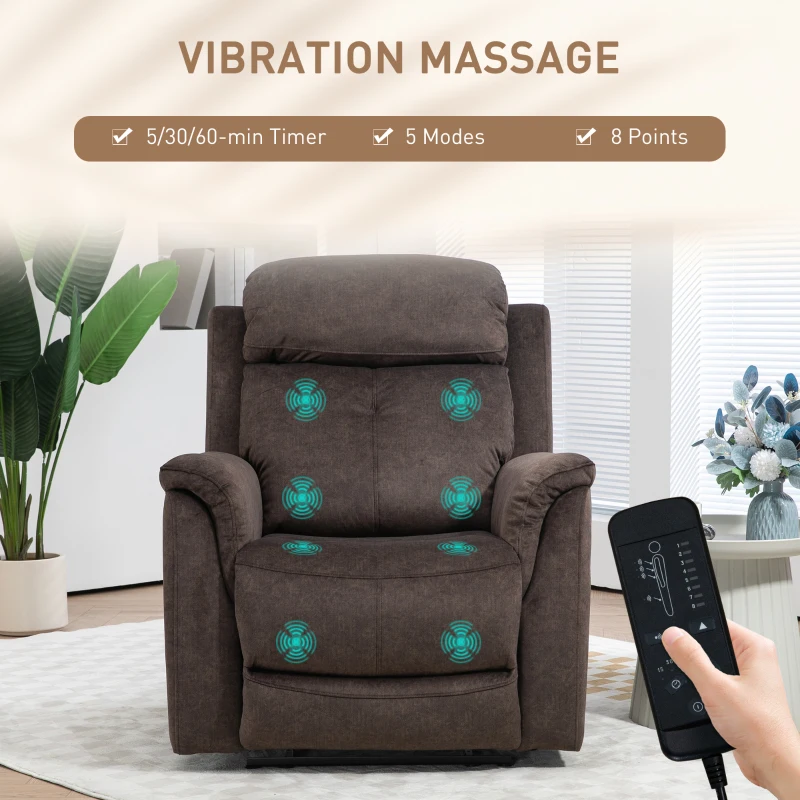 Manual Recliner Chair with Vibration Massage & Side Pockets