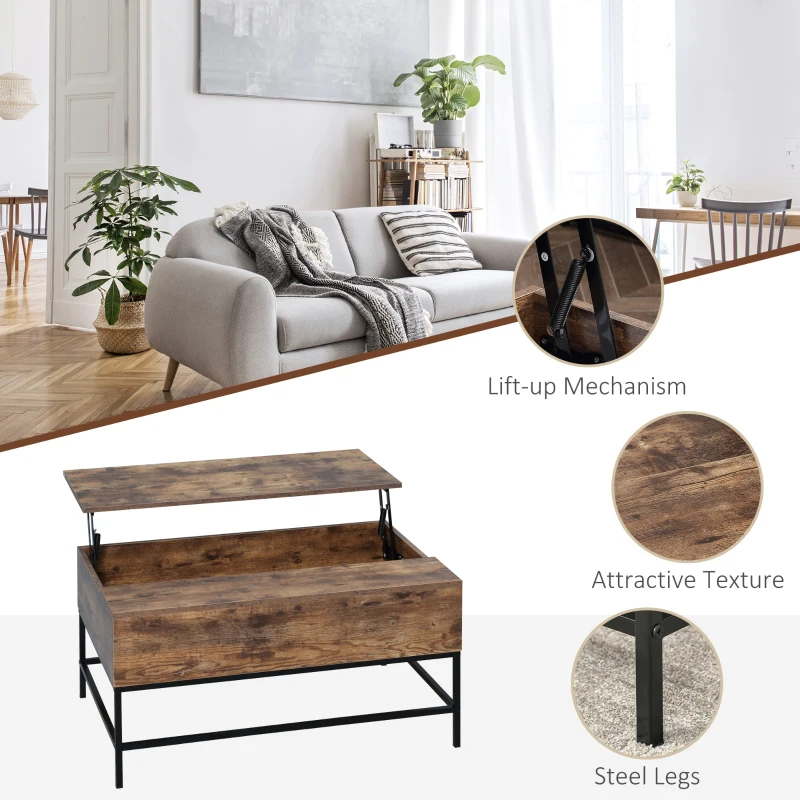 Lift Top Coffee Table with Hidden Storage Compartment Lift Tabletop Center Table