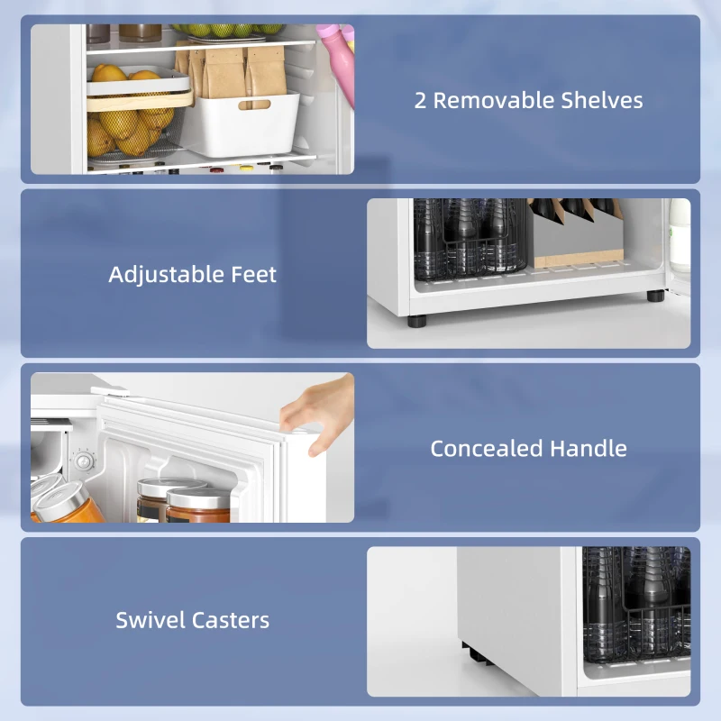 4.5 Cu Ft Mini Fridge with Freezer, Wheels, Single Door Refrigerator, Adjustable Thermostat, Reversible Door